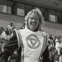Marching Band member at the football field.